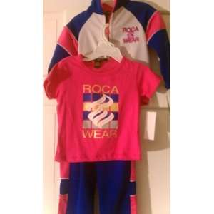  RocaWear Girls Pink & Blue Track Suit / Jogging Suit Warm 