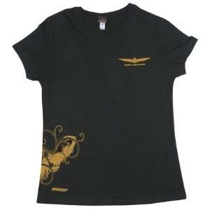  Joe Rocket Lg Black Womens Gold Wing T Shirt Everything 