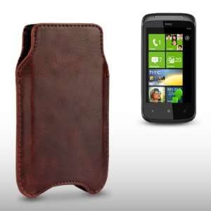  HTC 7 MOZART BROWN GENUINE LEATHER SLIP IN POCKET COVER 