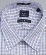 Joseph Abboud blue plaid cotton point collar dress shirt style 