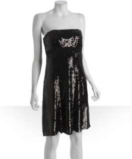 Badgley Mischka Platinum Label black sequin strapless dress  BLUEFLY 