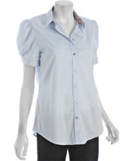 Burberry Burberry Brit light blue cotton stretch puffed sleeve blouse 