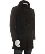 Elie Tahari black wool cashmere toggle front knit bib hooded coat 