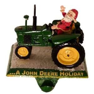 John Deere Stocking Holder Santa Claus Driving a Tractor