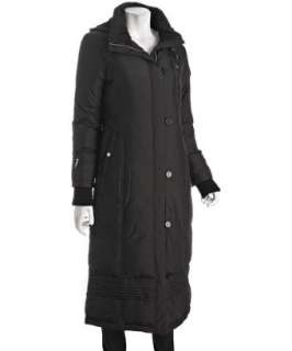 DKNY black poly down Emily long hooded coat  