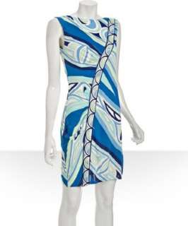 Emilio Pucci blue geometric print jersey sheath dress   up to 