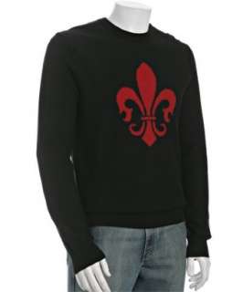 Harrison black and red fleur de lis cashmere sweater   up to 