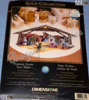 Dimensions Gold NATIVITY SCENE Christmas Tree Skirt Counted Cross 