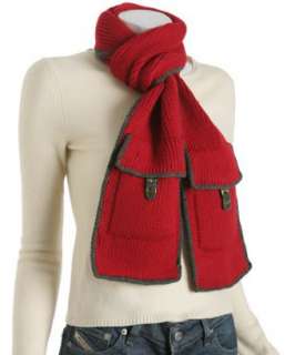 Renees Accessories red knit pocket detail Military scarf   