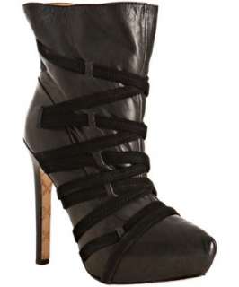 black leather Pipletter wrapped platform booties   