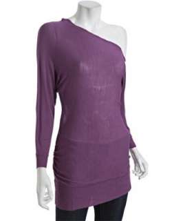 linQ purple bamboo blend off shoulder tunic sweater  BLUEFLY up to 70 