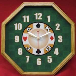  13x13 Octagon Casino Wall Clock Oak