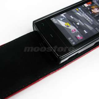 RED LEATHER CASE COVER SCREEN GUARD FOR NOKIA X6  