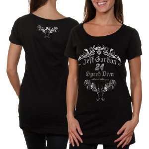   Jeff Gordon Ladies Speed Diva T Shirt   Black