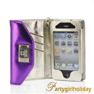 Womens iPhone Leather Wristlet Cover Case Purse Wallet for iPhone 4 