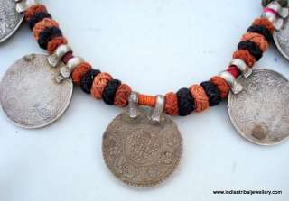 TRIBAL OLD SILVER 1 RUPPE INDIA COIN PENDANT NECKLACE  
