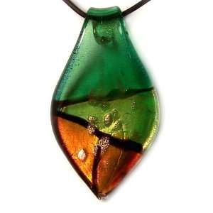    Murano art glass pendant necklace, leaf, Y42 