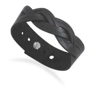  Braided Black Leather Adjustable Bracelet Jewelry