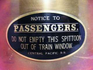 NANAS Vintage Central Pacific Railroad Brass Train Cuspidor Spittoon 