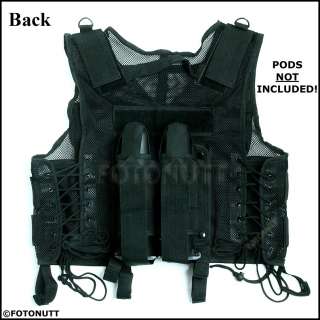   DELUXE LIGHTWEIGHT BLACK TACTICAL VEST Paintball Harness (Back Photo