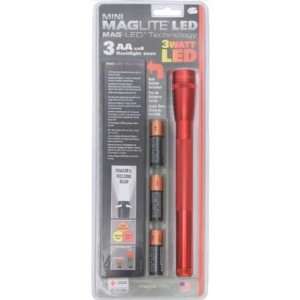 Maglite Flashlight 53076 LED Mini Maglite 3AA Cell Flashlight with Red 