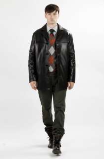 United Face Mens New Premium Lambskin Black Hipster Leather Car Coat 