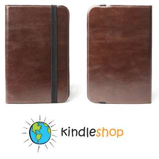 ULTRA SLIM 100% Cowhide BROWN Leather Case for Kindle Keyboard 3G Wi 