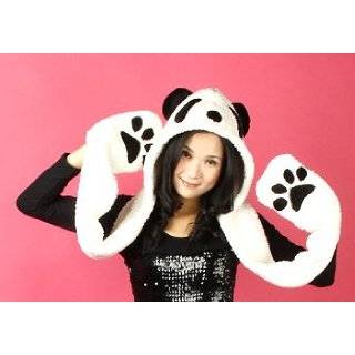    Panda Animal Plush Hat with Attached Mittens Explore similar items