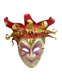 Jester Musica Paper Mache Mask (Red/Purple)  