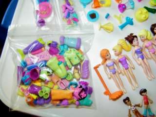 POLLY POCKET MAGNETIC HANGIN OUT HOUSE PAR TAY BUS CAR 17 DOLLS 4 