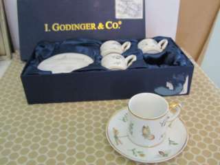 NEW Godinger & Co PRIMAVERA Demitasse 4 Cups & Saucers  