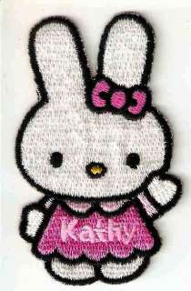 Kathy Cathy rabbit bunny pink dress Hello Kitty Embroidered Iron On 