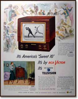 1949 RCA Victor television TV set H. Willard art AD  