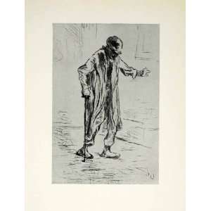 1924 Print Old Man Josef Israels Dutch Painter Walking Cane Balance 