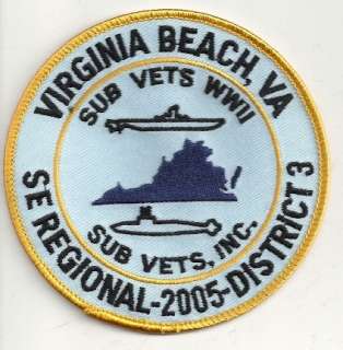 Sub Vets WWII Southeast Regional Virginia Beach patch  