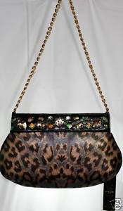 ED HARDY Leopard Print Rhinestone Purse Clutch Handbag  
