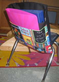 Chair Pocket Seat Desk Sack *SCHOOL DAYS COLOR* 2 POCKETS ORGANIZE FOR 