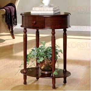  Accent Table Plant Stand with Storage Drawer in Warm Brown 