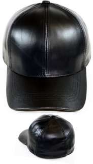 Plain Mens Leather Fitted Baseball Cap  