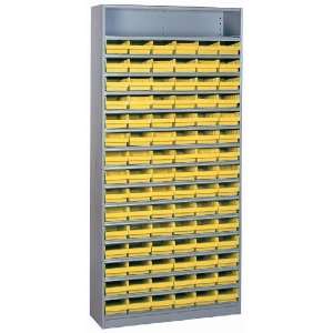  Storage and Display Bin Shelf Unit with Yellow Plastic Parts Bins 