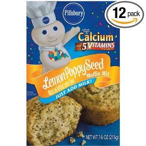 Pillsbury Lemon Poppy Seed Muffin Mix, 7.6 Ounce Packages (Pack of 12 