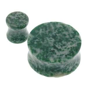 Green Spot Agate Semi Precious Stone Saddle Plug   1/2 (12mm)   Sold 