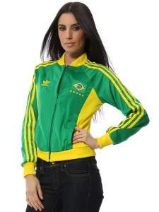 Adidas Originals Brasil Brazil Womens XL Jacket Track Top Green Yellow 