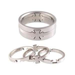  Stainless Steel Maltese Cross Puzzle ring SIZE 6 Jewelry