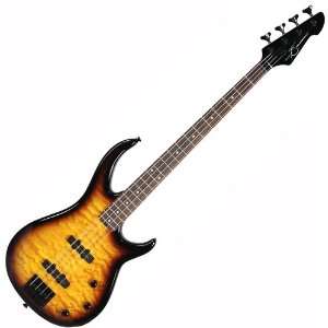   QUILTED MAPLE SUNBURST 4 STRING ELECTRIC BASS GUITAR Musical