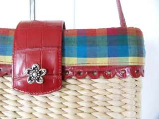 BRIGHTON Poppy Straw Croco Leather Bag Purse XLNT $150  