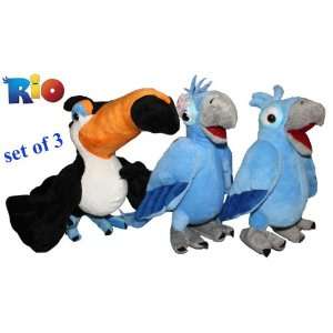  Rio the Movie Toy Plush Set of Three   Blu Jewel & Rafael 