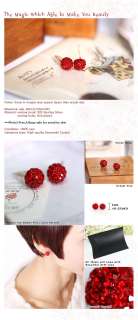 925 Silver Red Ball Earrings U/ SWAROVSKI Crystal E002  