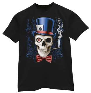 Skull and Top Hat Ace of Spades Goth Tee Shirt T shirt  