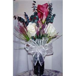  Pink Calla Lily & White Rose Floral Arrangement